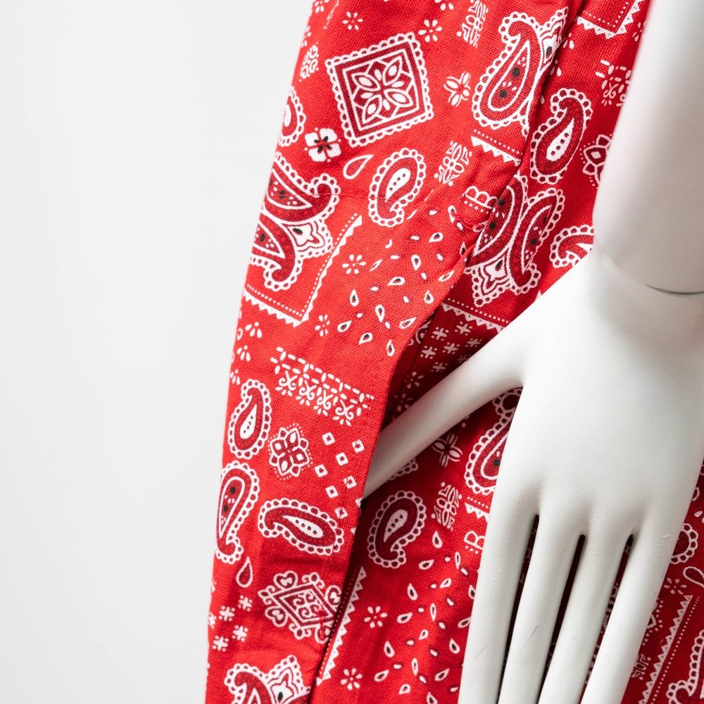 Women's Vintage Red Sleeveless Full Size Boho Chic Paisley Designer Jumpsuit - Picture 6 of 11
